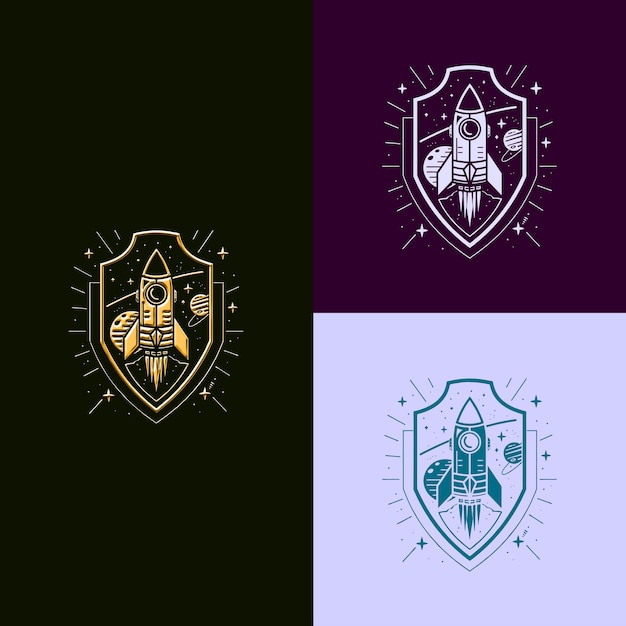 Un logotipo negro y dorado para un escudo dorado y plateado