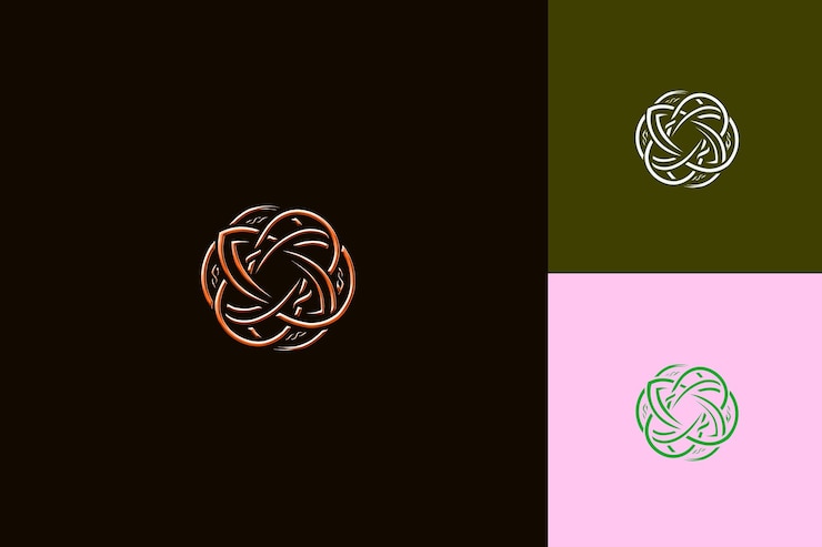 PSD logotipo del nudo celta místico con patrones entrelazados y una t diseños vectoriales abstractos creativos