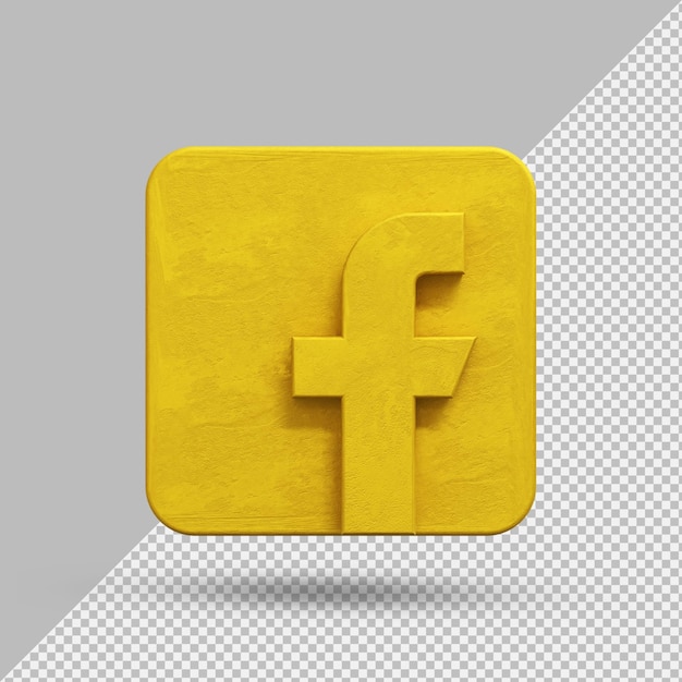 Logotipo de oro de la aplicación de Facebook en la representación 3d