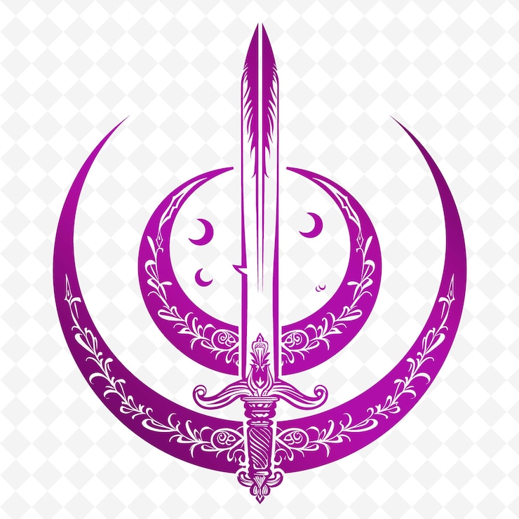 PSD logotipo otomano de janissary tughra com luas crescente e desenhos vetoriais tribais criativos de scimit