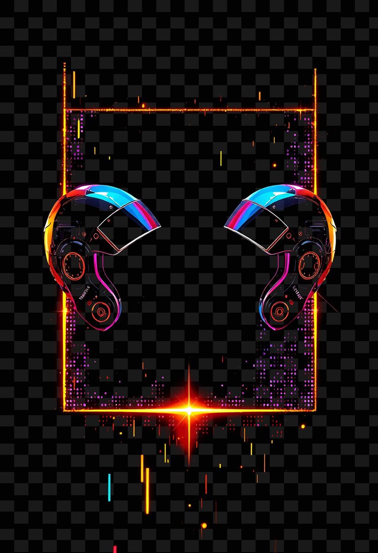 PSD el logotipo de un par de auriculares con un letrero de neón que dice auriculares
