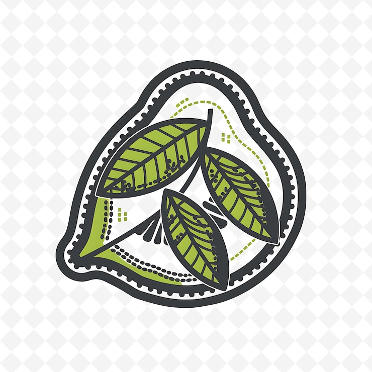 PSD logotipo de parche de guayaba fresca con borde cosido y lea tropical diseños vectoriales creativos y minimalistas