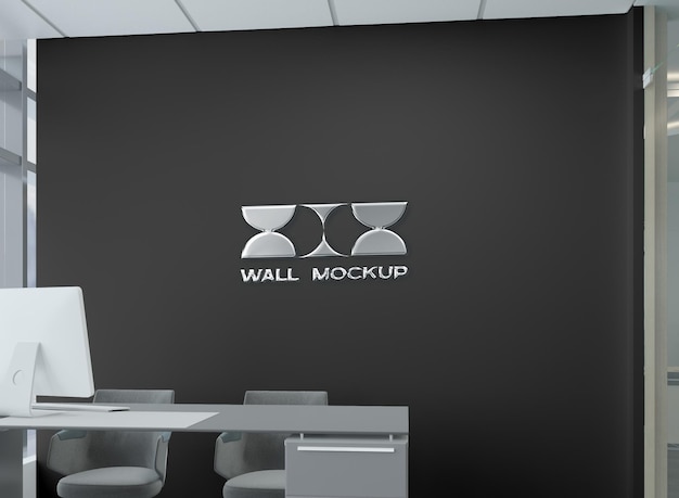 Logotipo de pared de oficina mocku