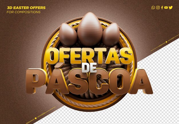 Logotipo de pascua en 3d para campañas publicitarias en brasil feliz pascoa en brasil