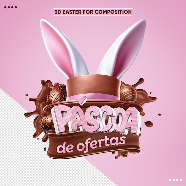 PSD logotipo de pascua de las ofertas para la composición