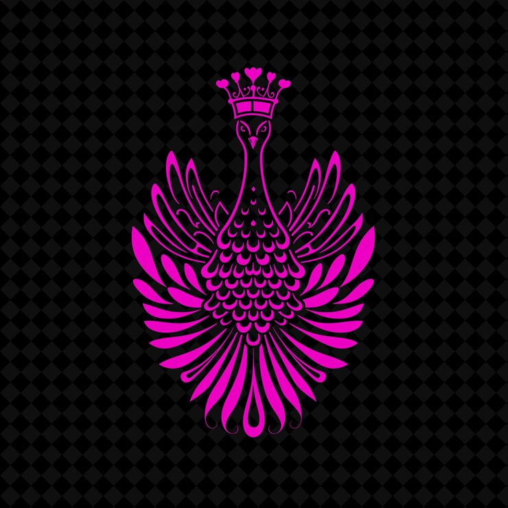 PSD el logotipo del pavo real con plumas decorativas y una corona desi diseños creativos de vectores de plantas