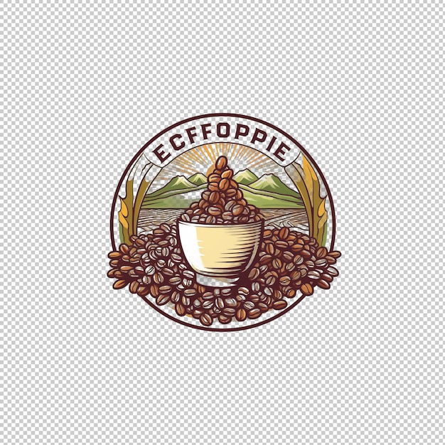 PSD logotipo de la pegatina café etíope con fondo aislado