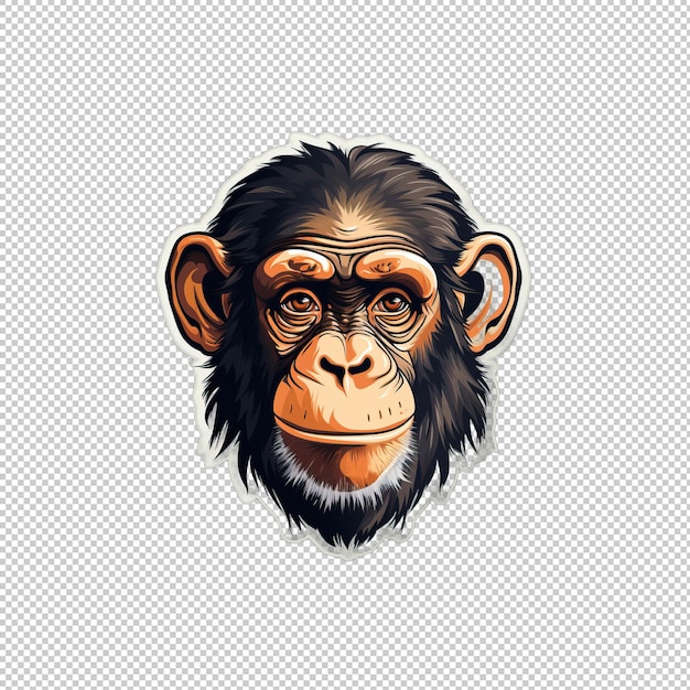 Logotipo de la pegatina El fondo aislado del chimpancé es