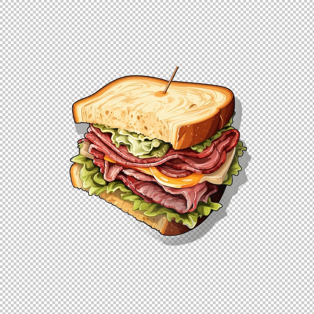 El logotipo de la pegatina reuben sandwich con fondo aislado