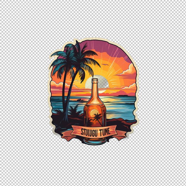 PSD el logotipo de la pegatina tequila sunrise con fondo aislado