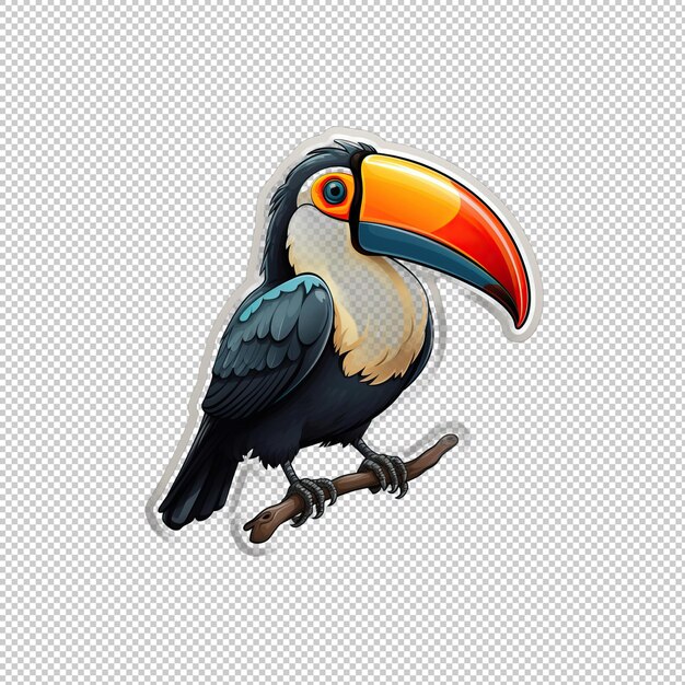 PSD el logotipo de la pegatina toucan aislado de fondo aislado