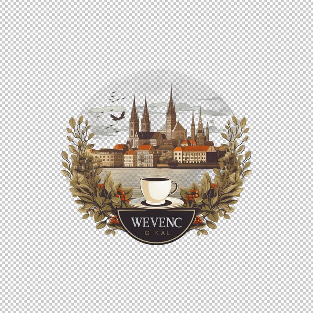 PSD el logotipo de la pegatina de viena el fondo aislado del café