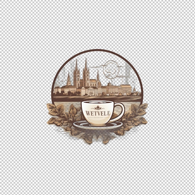 PSD el logotipo de la pegatina de viena el fondo aislado del café