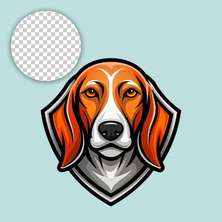 PSD logotipo de perro sobre fondo blanco
