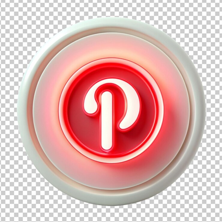 PSD logotipo de pinterest brillante en un fondo realista y transparente