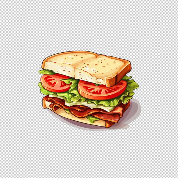 Logotipo plano blt sándwich con fondo aislado iso