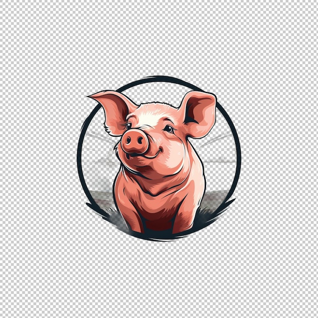 PSD logotipo plano de porco isolado de fundo hi