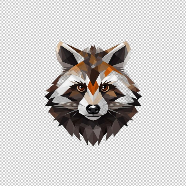 PSD logotipo plano raccoon de fondo aislado