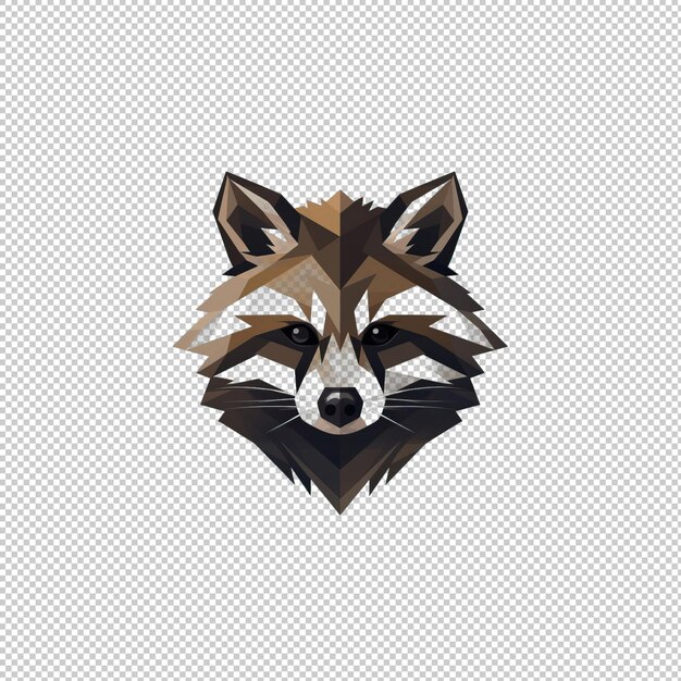 PSD logotipo plano raccoon de fondo aislado