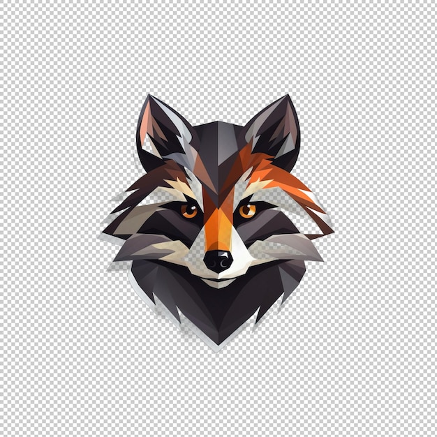 PSD logotipo plano raccoon de fondo aislado