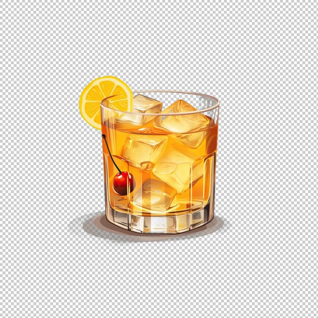 PSD logotipo plano whiskey sour con fondo aislado