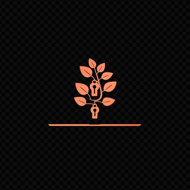 PSD logotipo de portátil ivy tecnológico con llaves decorativas y arte de diseño sencillo vectorial psd avanzado