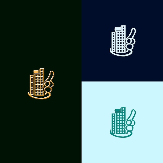 El logotipo del premio al mejor lugar de trabajo con un pulgar hacia arriba y un diseño vectorial creativo y único de Bui Office