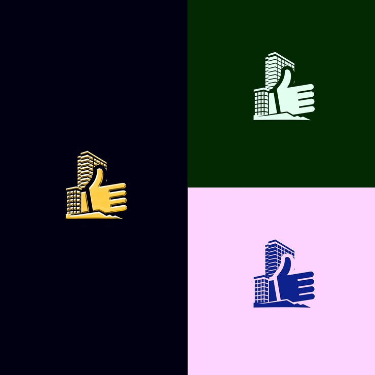 PSD el logotipo del premio al mejor lugar de trabajo con un pulgar hacia arriba y un diseño vectorial creativo y único de bui office