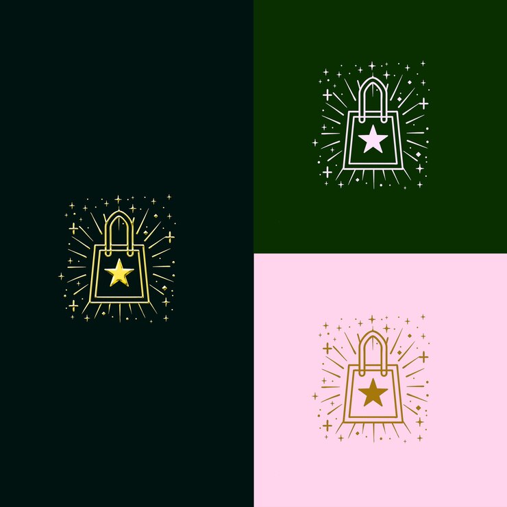 PSD logotipo del premio al minorista del año con una bolsa de compras y un diseño vectorial creativo y único de st