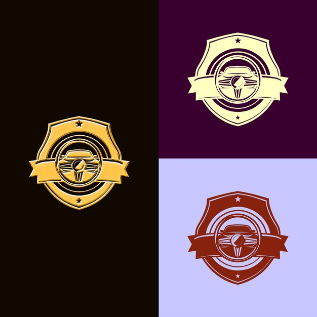 El logotipo del premio de automóviles y transporte con automóviles y diseños vectoriales creativos y únicos