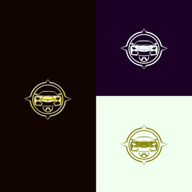 El logotipo del premio de automóviles y transporte con automóviles y diseños vectoriales creativos y únicos