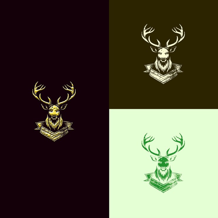PSD logotipo del premio de conservación de vida silvestre rústico con un ciervo y madera diseños vectoriales creativos y únicos