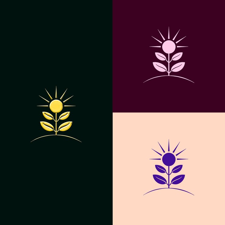 PSD logotipo del premio de crecimiento sobresaliente con una planta en crecimiento y un sol diseños vectoriales creativos y únicos