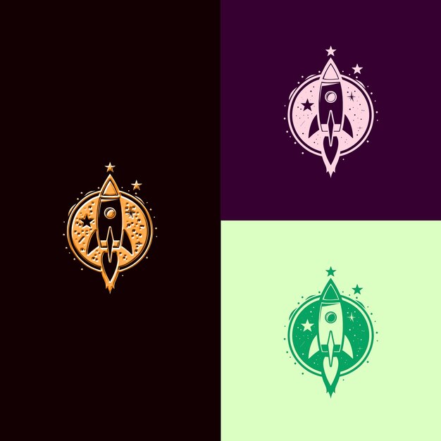 Logotipo del Premio del Espíritu Empresarial con un cohete y una estrella F Diseños vectoriales creativos y únicos