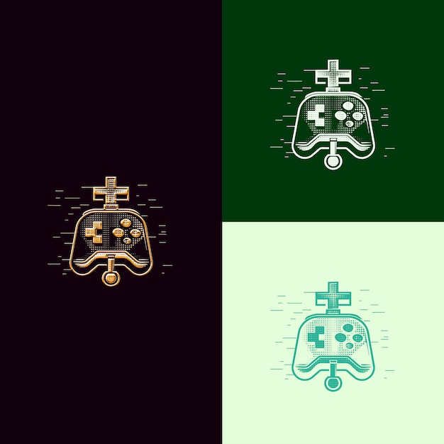 Logotipo del Premio de Juego de Arcade con un joystick y un pixel art para D Diseños vectoriales creativos y únicos