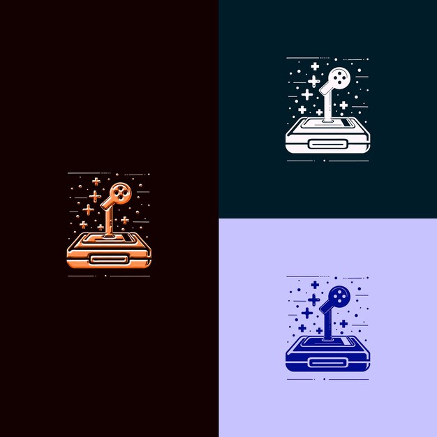 Logotipo del Premio de Juego de Arcade con un joystick y un pixel art para D Diseños vectoriales creativos y únicos