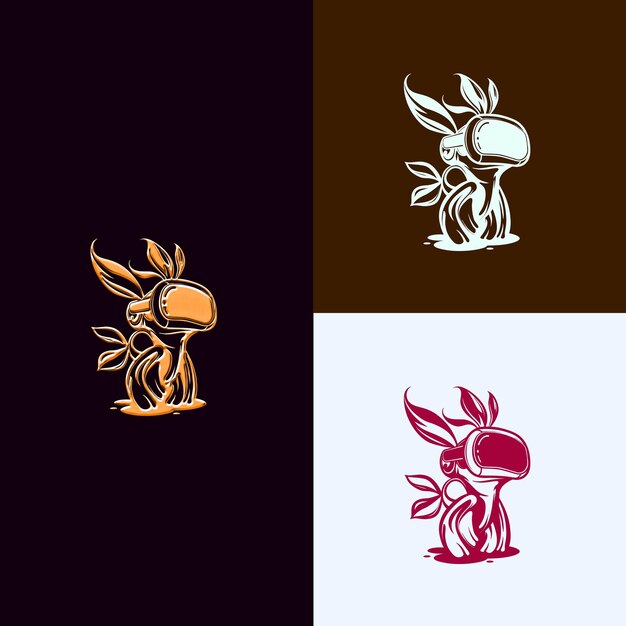Logotipo del Premio de Juego de Realidad Aumentada con un auricular de AR y un diseño vectorial creativo y único de M