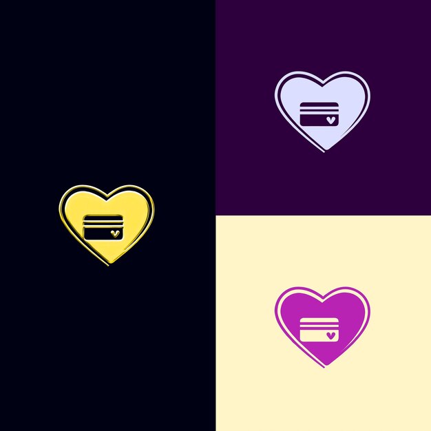 Logotipo del Premio de Lealtad del Cliente con un corazón y una tarjeta de lealtad Diseños vectoriales creativos y únicos