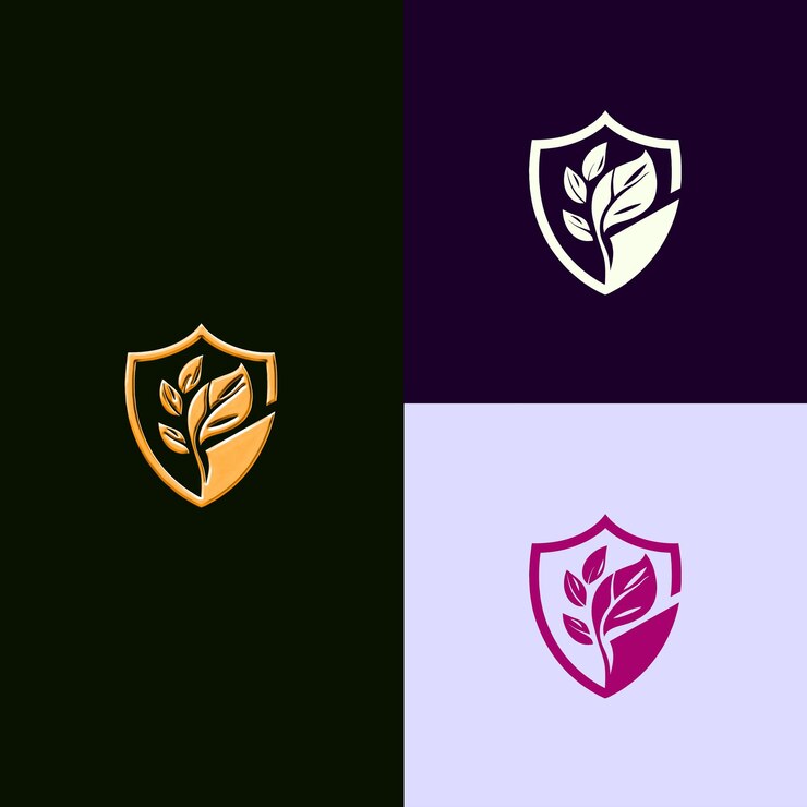 PSD logotipo del premio de liderazgo ambiental con una hoja y un escudo diseños vectoriales creativos y únicos