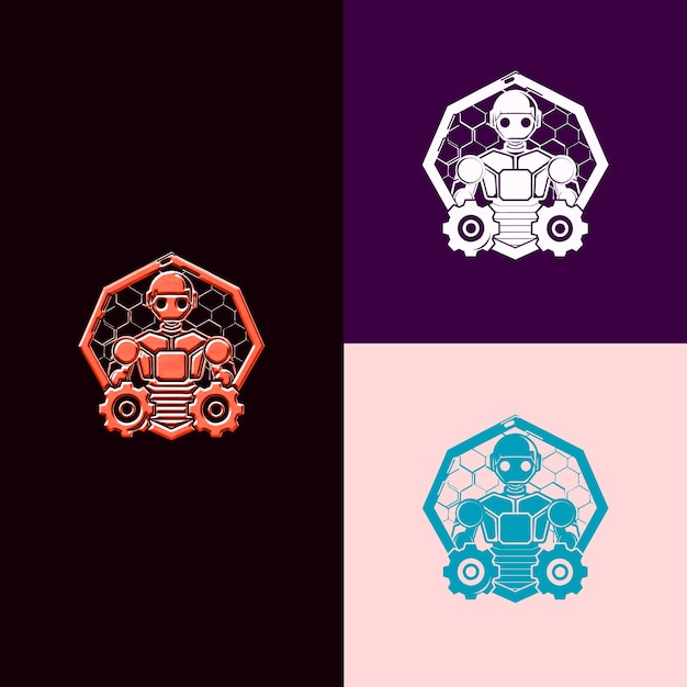 Logotipo del Premio de Robótica y Automatización con diseños vectoriales creativos y únicos de Robot y Gea