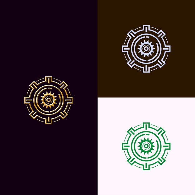 Logotipo del Premio Serious Game con un objetivo y un engranaje para decorar diseños vectoriales creativos y únicos