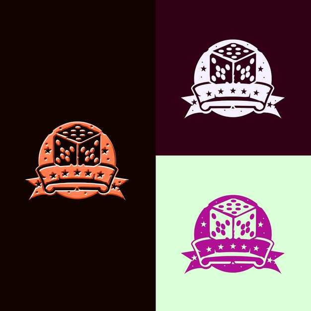 El logotipo del premio del tablero de juego con un dado y un tabler o de juego para decorar diseños vectoriales creativos y únicos