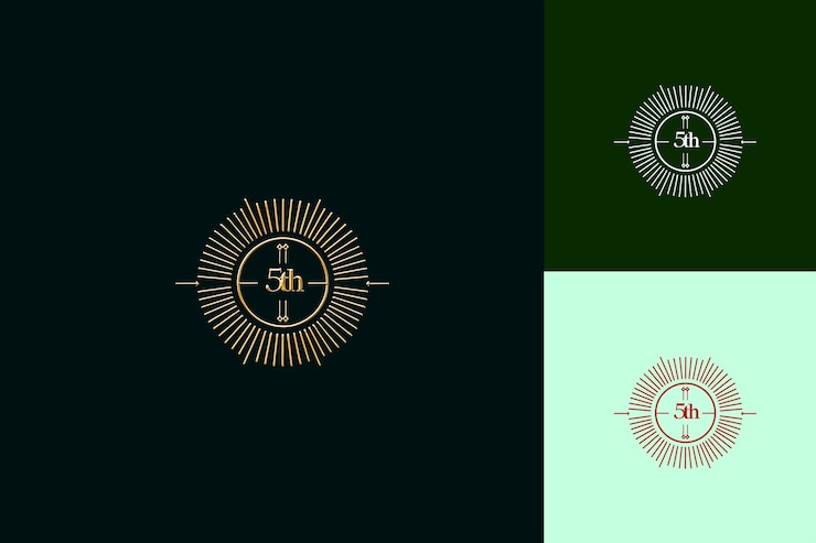 PSD logotipo profesional con texto 5o emblema logotipo con un vector circular colecciones de diseño abstracto