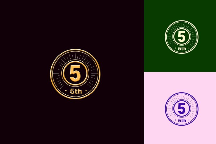 PSD logotipo profesional con texto 5o emblema logotipo con un vector circular colecciones de diseño abstracto