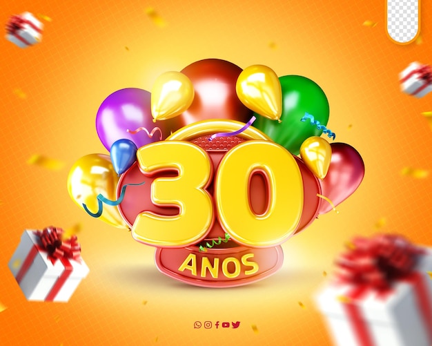 PSD logotipo promocional celebración del 30 aniversario inauguración del 30 cumpleaños