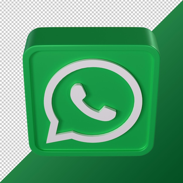 Logotipo de redes sociales 3D transparente de Whatsapp redondeado en forma cuadrada