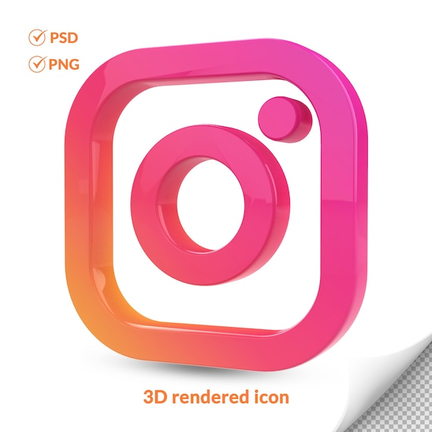 Logotipo de redes sociales de icono de instagram transparente 3D
