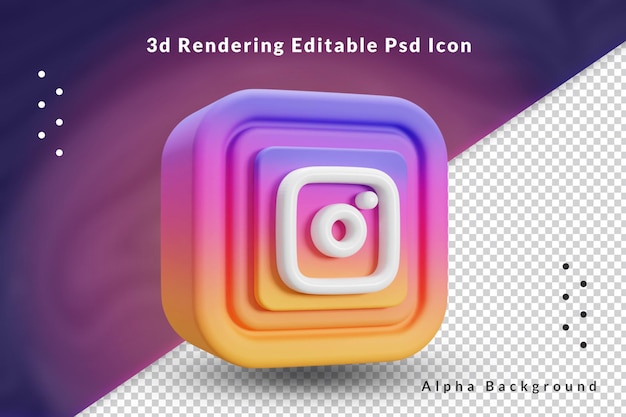 Logotipo de redes sociales de instagram 3d con archivo psd transparente