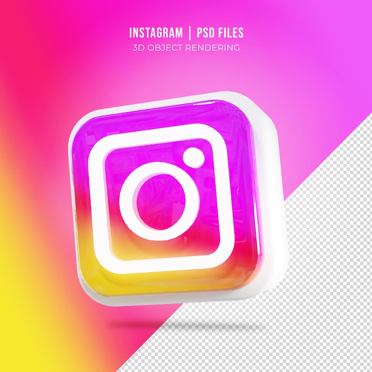 PSD el logotipo de las redes sociales de instagram en 3d