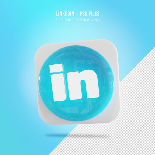 PSD el logotipo de las redes sociales linkedin en 3d